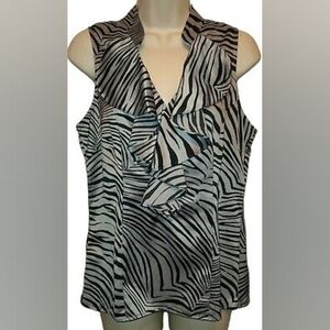 Ann Taylor size 0 - 100% silk, sleeveless, zebra printed blouse